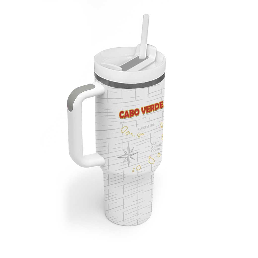 Custom Cape Verde Football Tumbler With Handle Come On Tubaroes Azuis - White - Wonder Print Shop