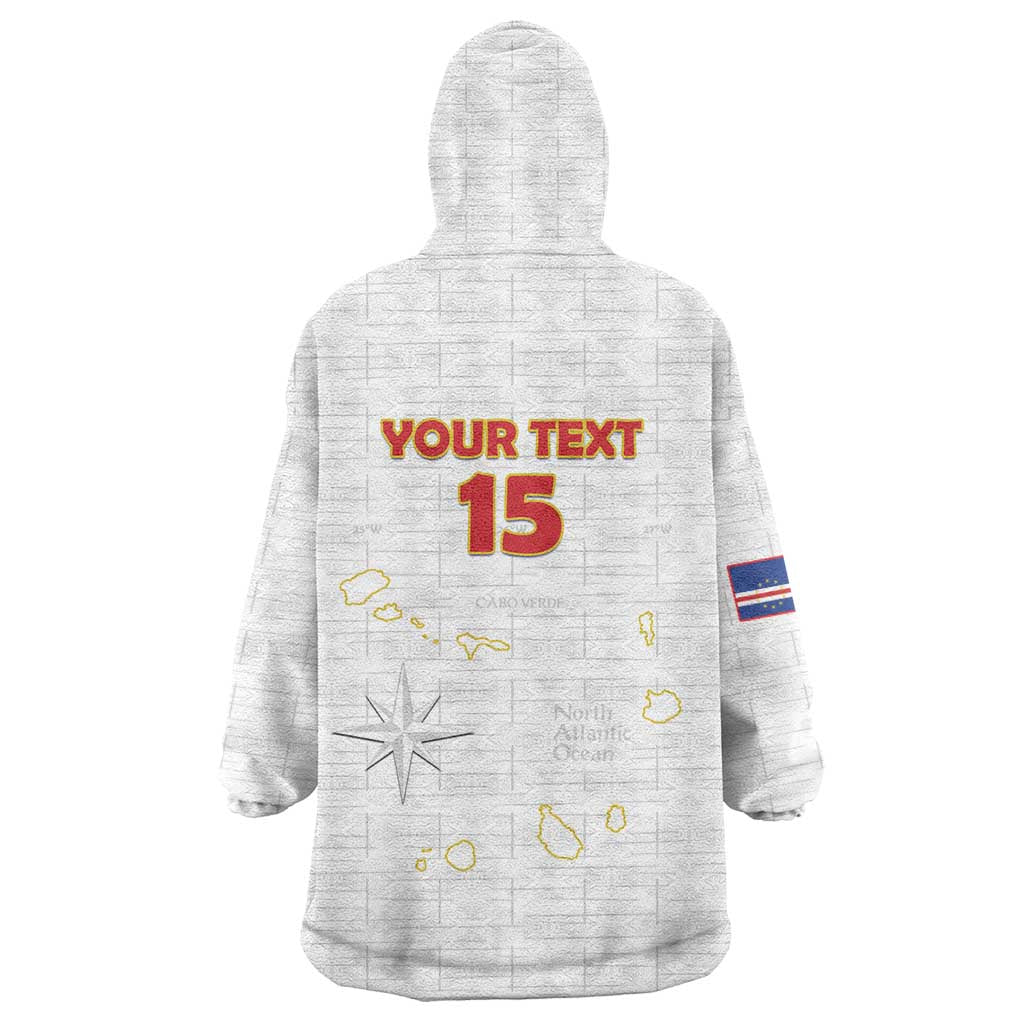 Custom Cape Verde Football Wearable Blanket Hoodie Come On Tubaroes Azuis - White - Wonder Print Shop