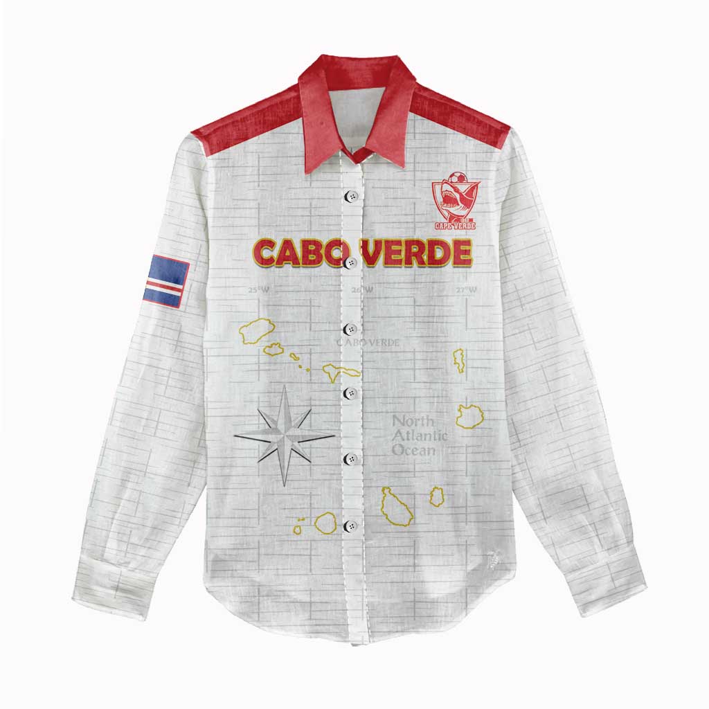 Custom Cape Verde Football Women Casual Shirt Come On Tubaroes Azuis - White - Wonder Print Shop