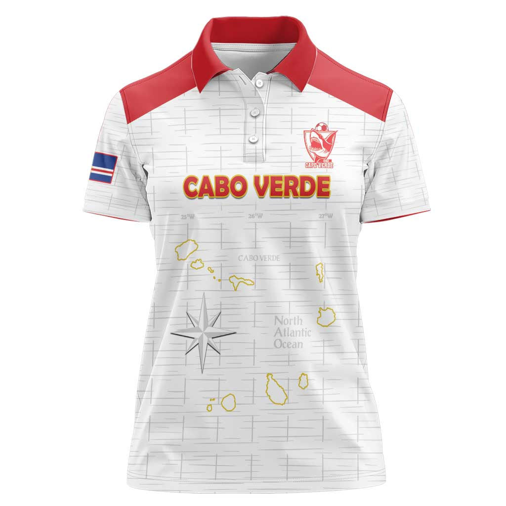 Custom Cape Verde Football Women Polo Shirt Come On Tubaroes Azuis - White - Wonder Print Shop