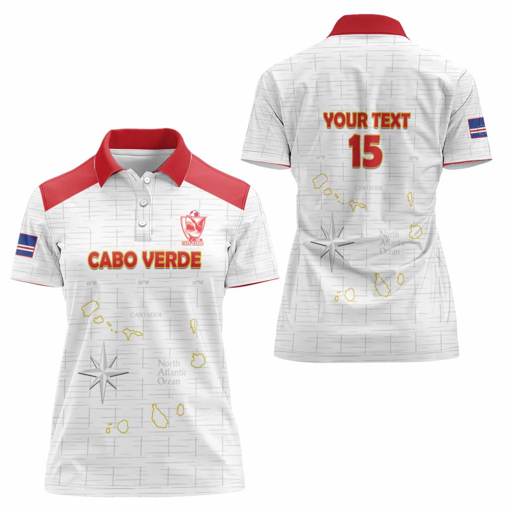 Custom Cape Verde Football Women Polo Shirt Come On Tubaroes Azuis - White - Wonder Print Shop