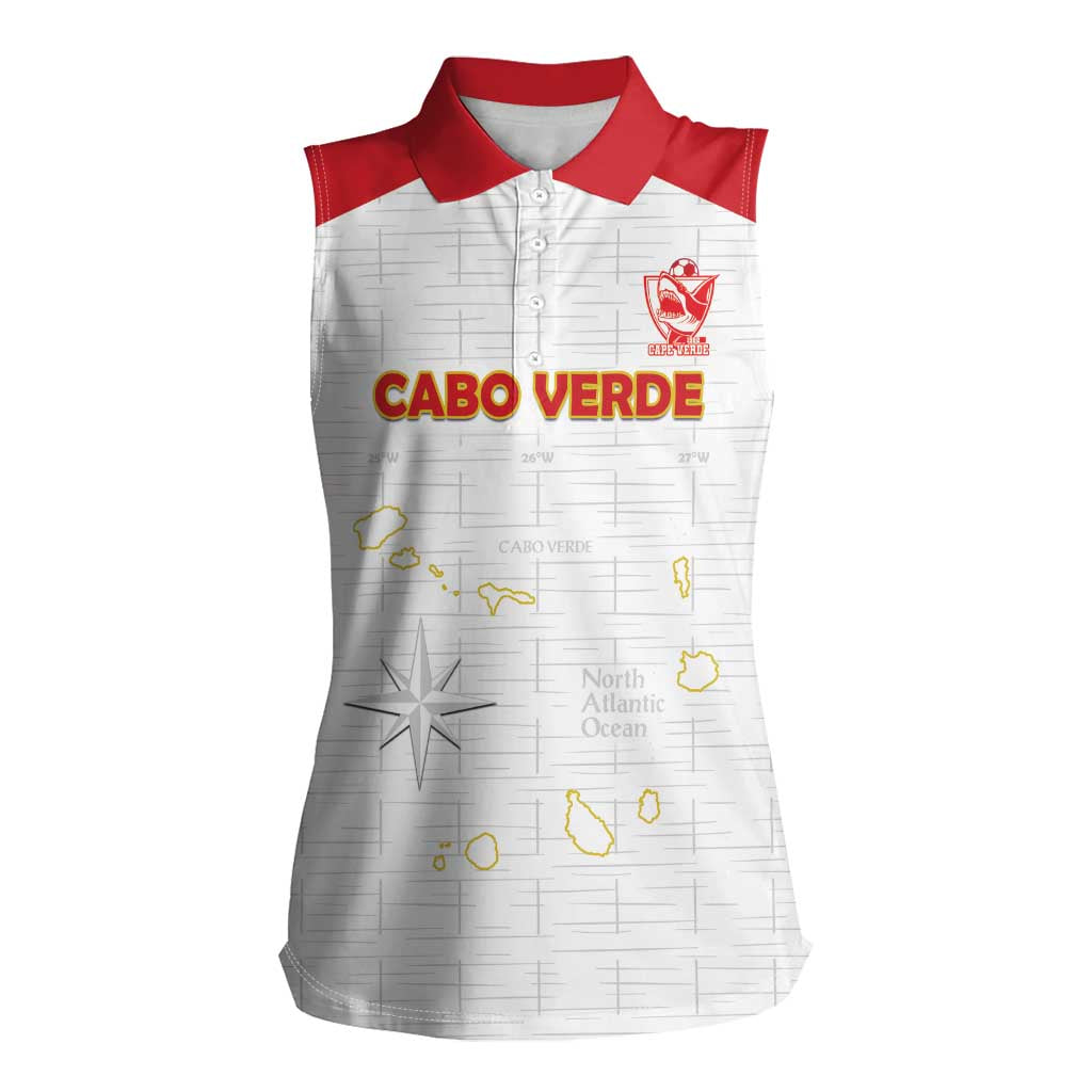 Custom Cape Verde Football Women Sleeveless Polo Shirt Come On Tubaroes Azuis - White - Wonder Print Shop