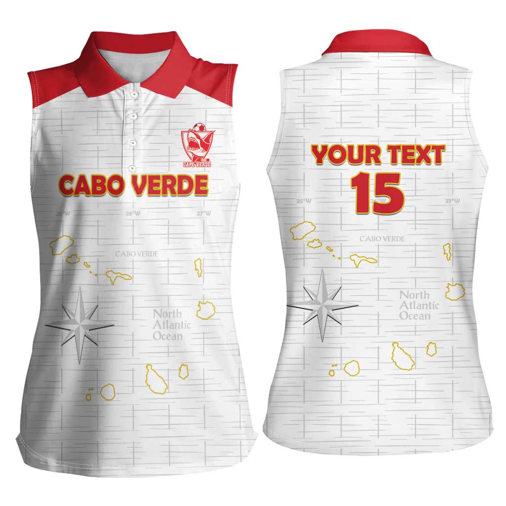 Custom Cape Verde Football Women Sleeveless Polo Shirt Come On Tubaroes Azuis - White - Wonder Print Shop
