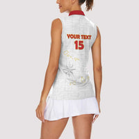 Custom Cape Verde Football Women Sleeveless Polo Shirt Come On Tubaroes Azuis - White - Wonder Print Shop