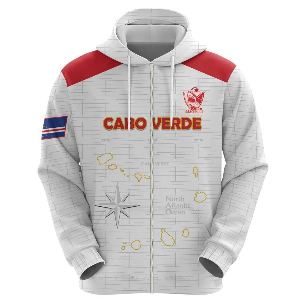 Custom Cape Verde Football Zip Hoodie Come On Tubaroes Azuis - White - Wonder Print Shop