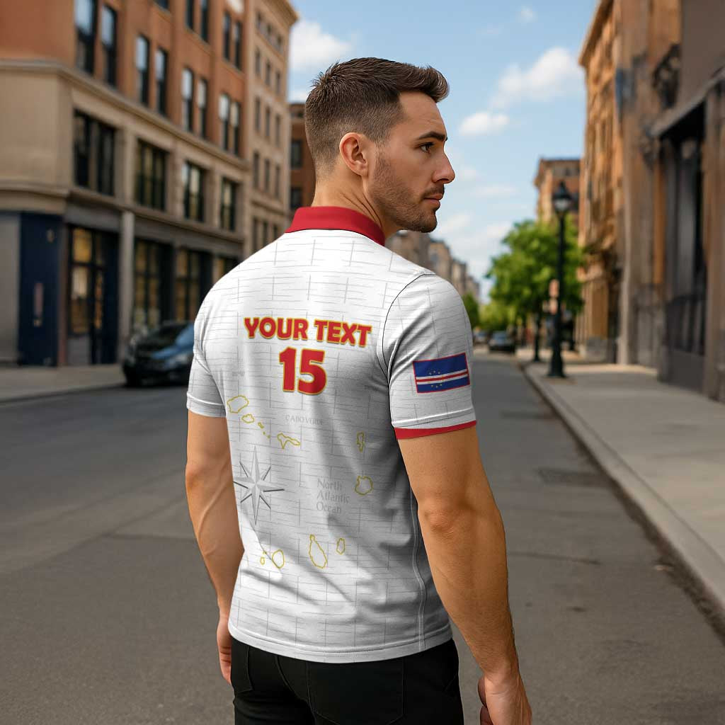 Custom Cape Verde Football Zipper Polo Shirt Come On Tubaroes Azuis - White - Wonder Print Shop