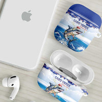Cape Verde Football Christmas AirPods Case Feliz Natal Tubaroes Azuis - Wonder Print Shop