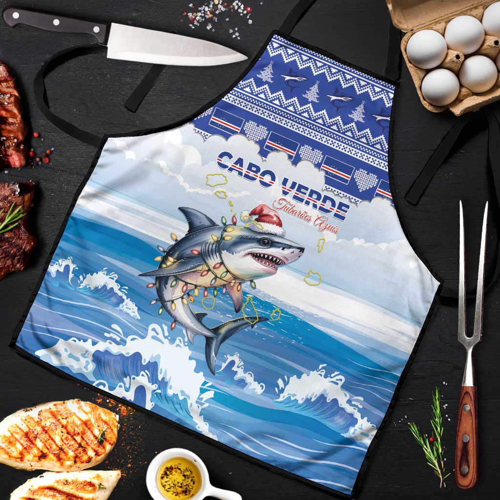 Cape Verde Football Christmas Apron Feliz Natal Tubaroes Azuis - Wonder Print Shop