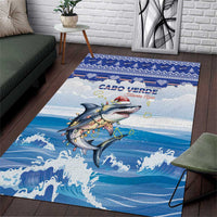 Cape Verde Football Christmas Area Rug Feliz Natal Tubaroes Azuis - Wonder Print Shop