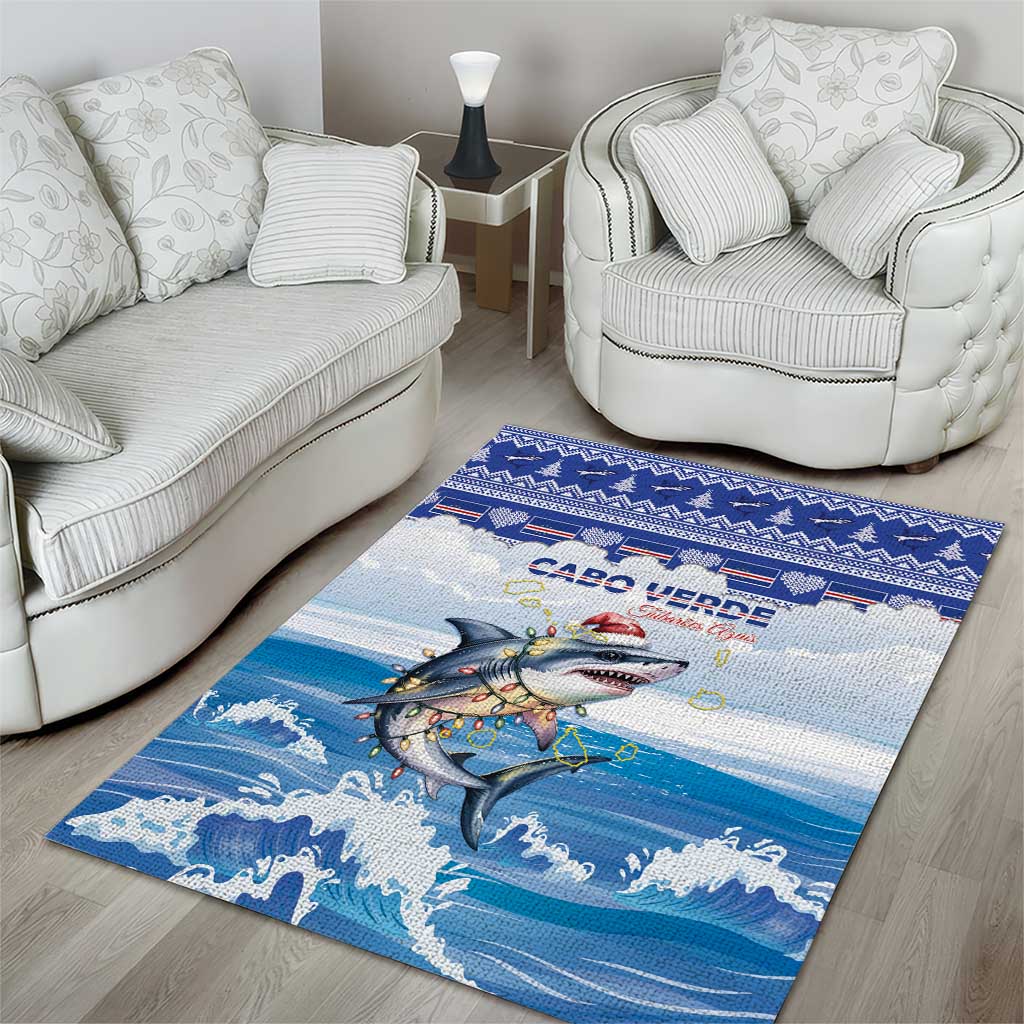 Cape Verde Football Christmas Area Rug Feliz Natal Tubaroes Azuis - Wonder Print Shop