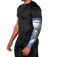 Personalized Cape Verde Football Christmas Arm Sleeves Feliz Natal Tubaroes Azuis - Wonder Print Shop