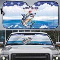 Cape Verde Football Christmas Auto Sun Shade Feliz Natal Tubaroes Azuis - Wonder Print Shop