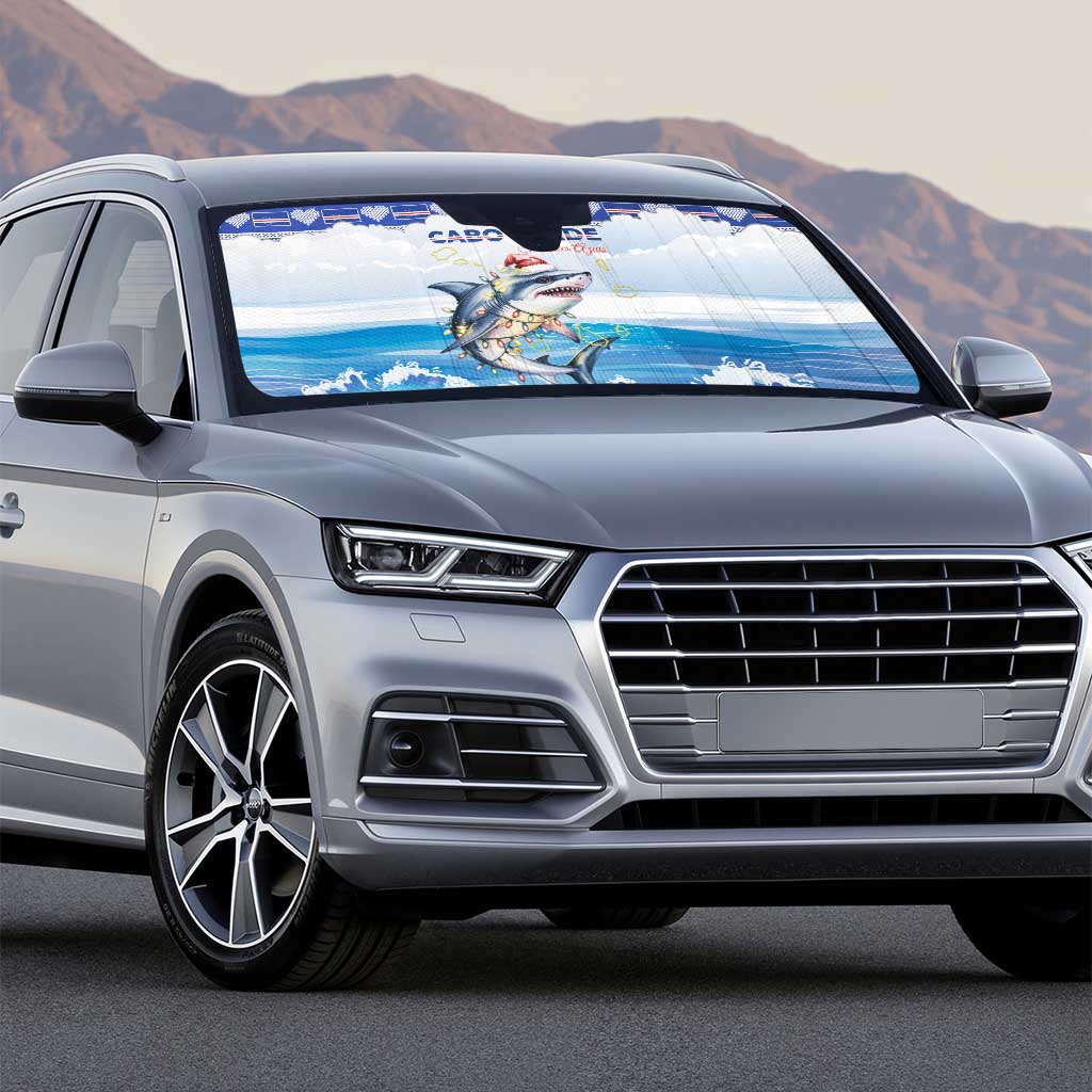 Cape Verde Football Christmas Auto Sun Shade Feliz Natal Tubaroes Azuis - Wonder Print Shop