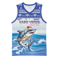 Personalized Cape Verde Football Christmas Basketball Jersey Feliz Natal Tubaroes Azuis - Wonder Print Shop