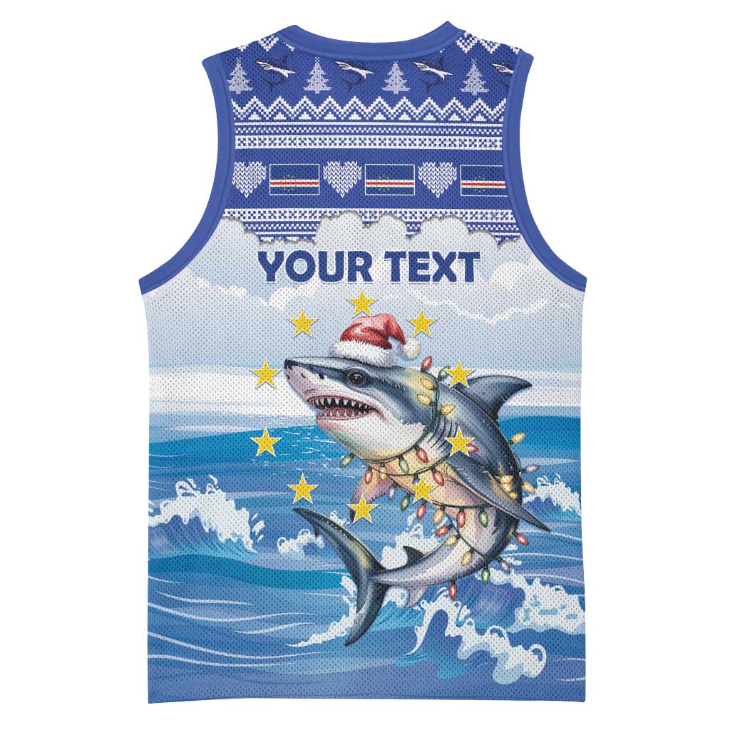 Personalized Cape Verde Football Christmas Basketball Jersey Feliz Natal Tubaroes Azuis - Wonder Print Shop