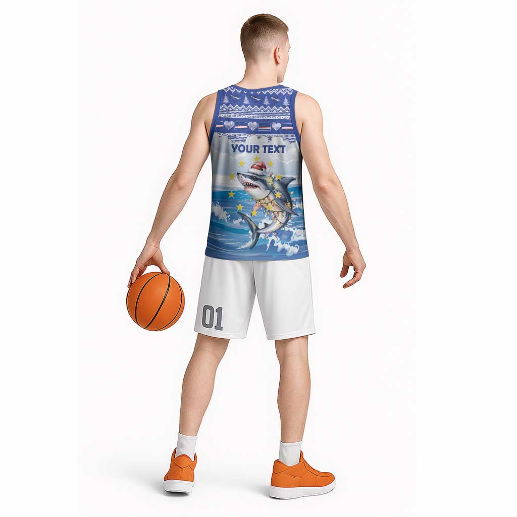 Personalized Cape Verde Football Christmas Basketball Jersey Feliz Natal Tubaroes Azuis - Wonder Print Shop