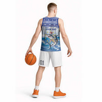 Personalized Cape Verde Football Christmas Basketball Jersey Feliz Natal Tubaroes Azuis - Wonder Print Shop