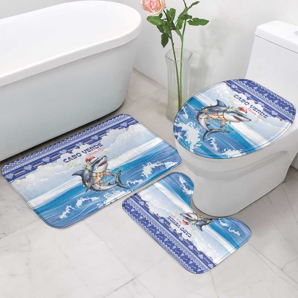 Cape Verde Football Christmas Bathroom Set Feliz Natal Tubaroes Azuis - Wonder Print Shop