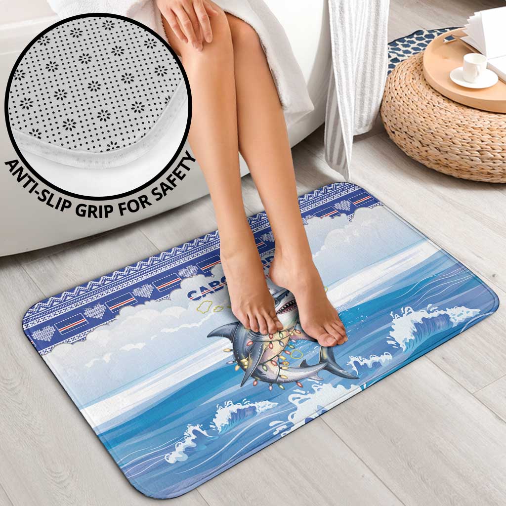 Cape Verde Football Christmas Bathroom Set Feliz Natal Tubaroes Azuis - Wonder Print Shop