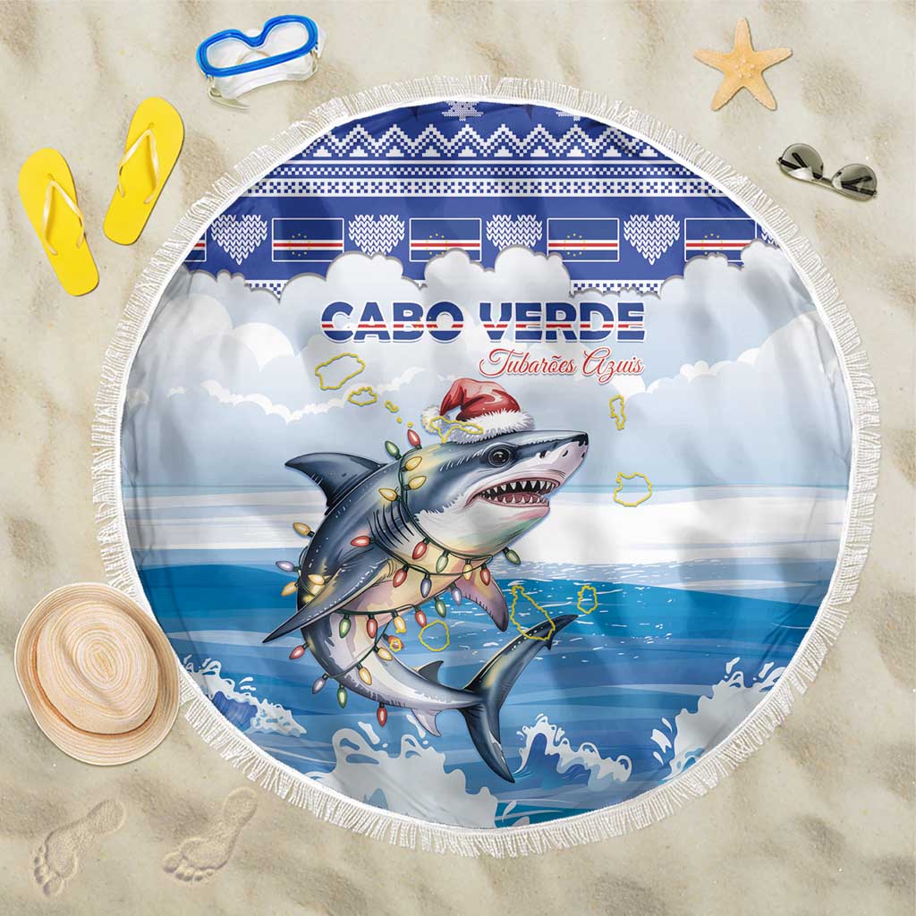 Cape Verde Football Christmas Beach Blanket Feliz Natal Tubaroes Azuis - Wonder Print Shop
