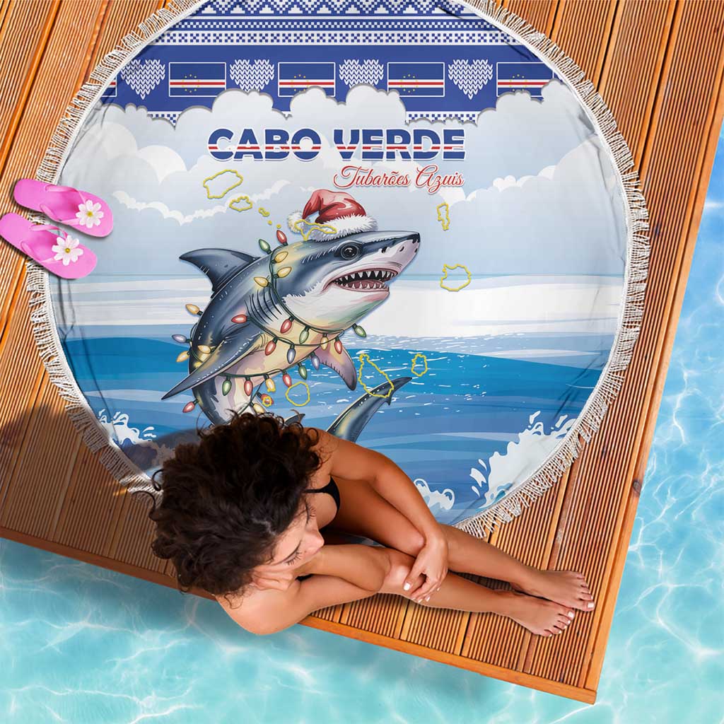Cape Verde Football Christmas Beach Blanket Feliz Natal Tubaroes Azuis - Wonder Print Shop