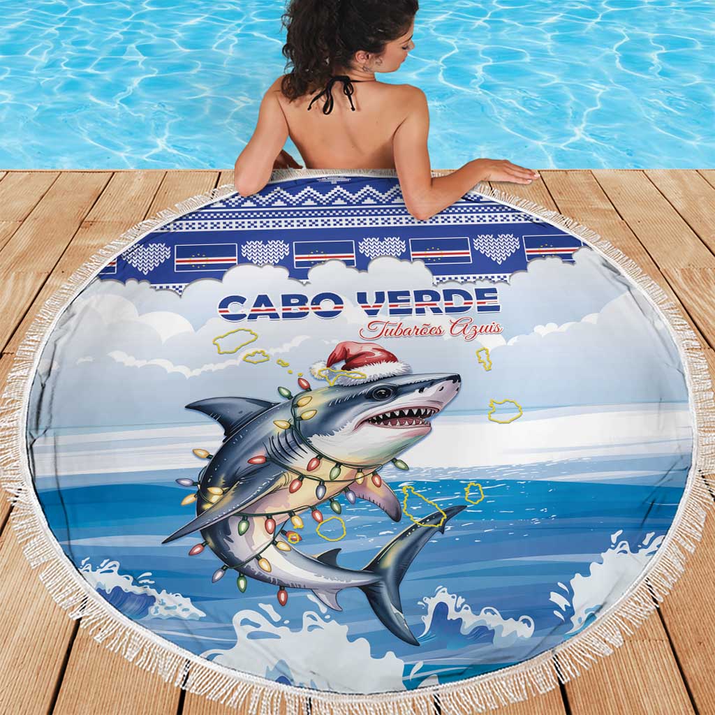 Cape Verde Football Christmas Beach Blanket Feliz Natal Tubaroes Azuis - Wonder Print Shop