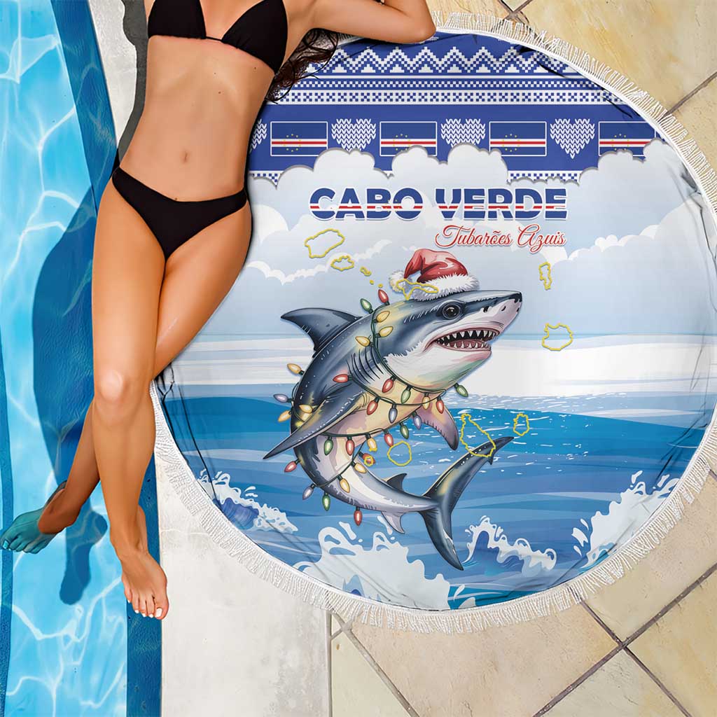 Cape Verde Football Christmas Beach Blanket Feliz Natal Tubaroes Azuis - Wonder Print Shop