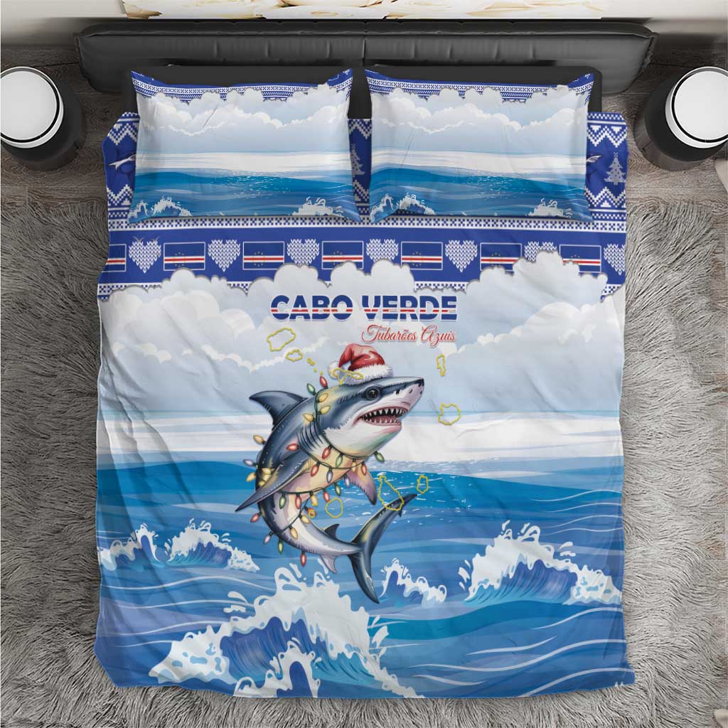 Cape Verde Football Christmas Bedding Set Feliz Natal Tubaroes Azuis - Wonder Print Shop