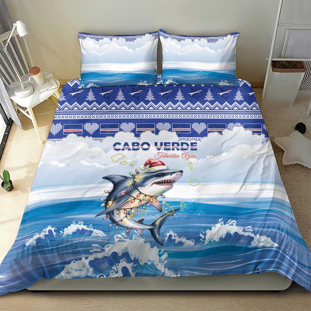 Cape Verde Football Christmas Bedding Set Feliz Natal Tubaroes Azuis - Wonder Print Shop