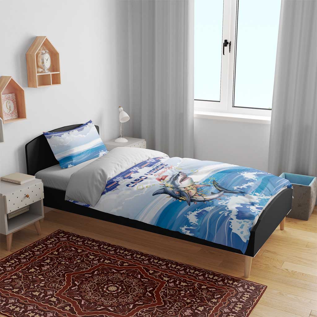 Cape Verde Football Christmas Bedding Set Feliz Natal Tubaroes Azuis - Wonder Print Shop