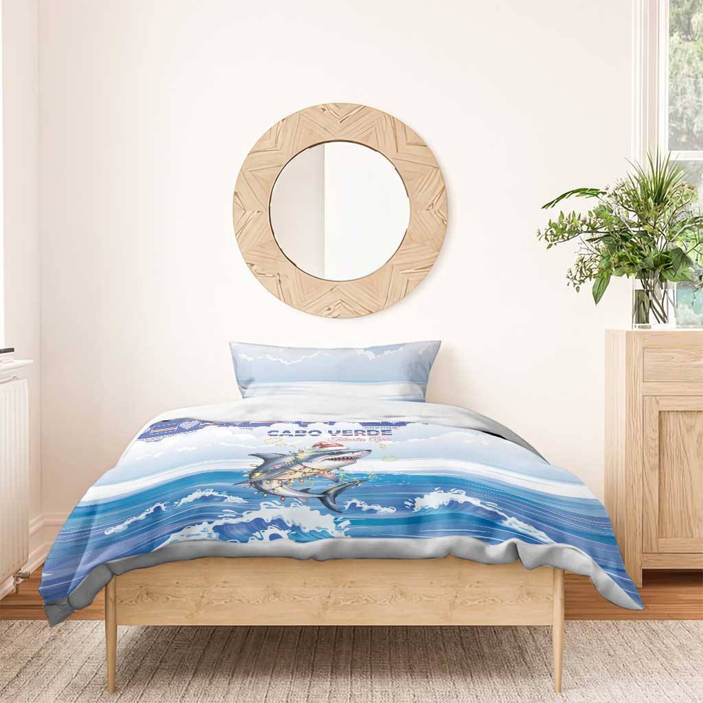 Cape Verde Football Christmas Bedding Set Feliz Natal Tubaroes Azuis - Wonder Print Shop
