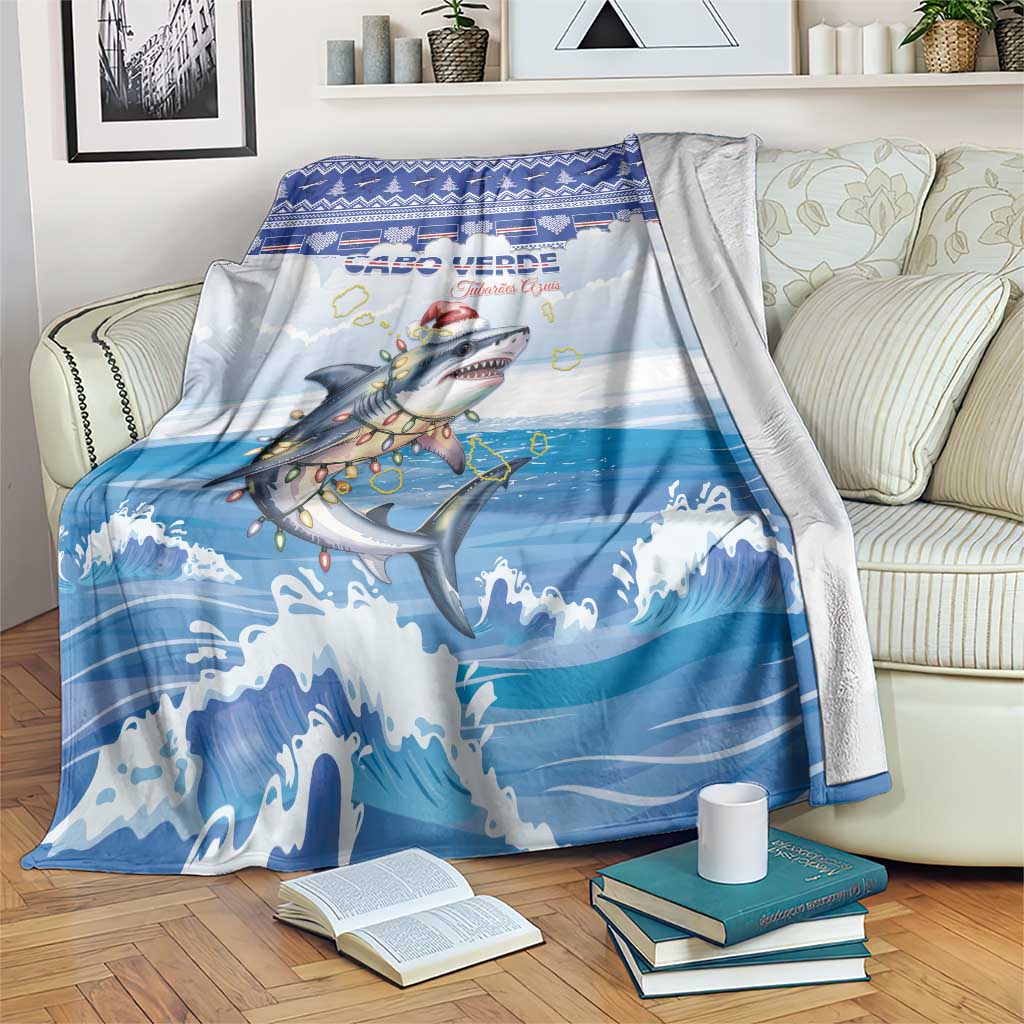 Cape Verde Football Christmas Blanket Feliz Natal Tubaroes Azuis - Wonder Print Shop