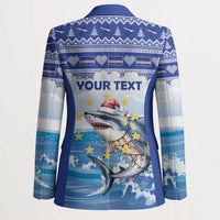 Personalized Cape Verde Football Christmas Blazer Feliz Natal Tubaroes Azuis - Wonder Print Shop