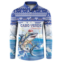 Personalized Cape Verde Football Christmas Button Sweatshirt Feliz Natal Tubaroes Azuis - Wonder Print Shop