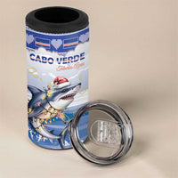 Personalized Cape Verde Football Christmas 4 in 1 Can Cooler Tumbler Feliz Natal Tubaroes Azuis - Wonder Print Shop