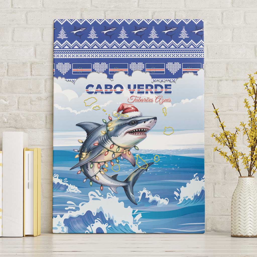 Cape Verde Football Christmas Canvas Wall Art Feliz Natal Tubaroes Azuis - Wonder Print Shop