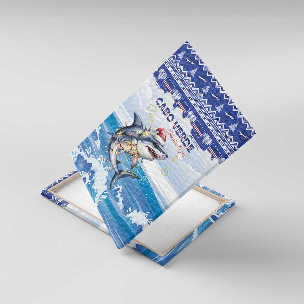 Cape Verde Football Christmas Canvas Wall Art Feliz Natal Tubaroes Azuis - Wonder Print Shop