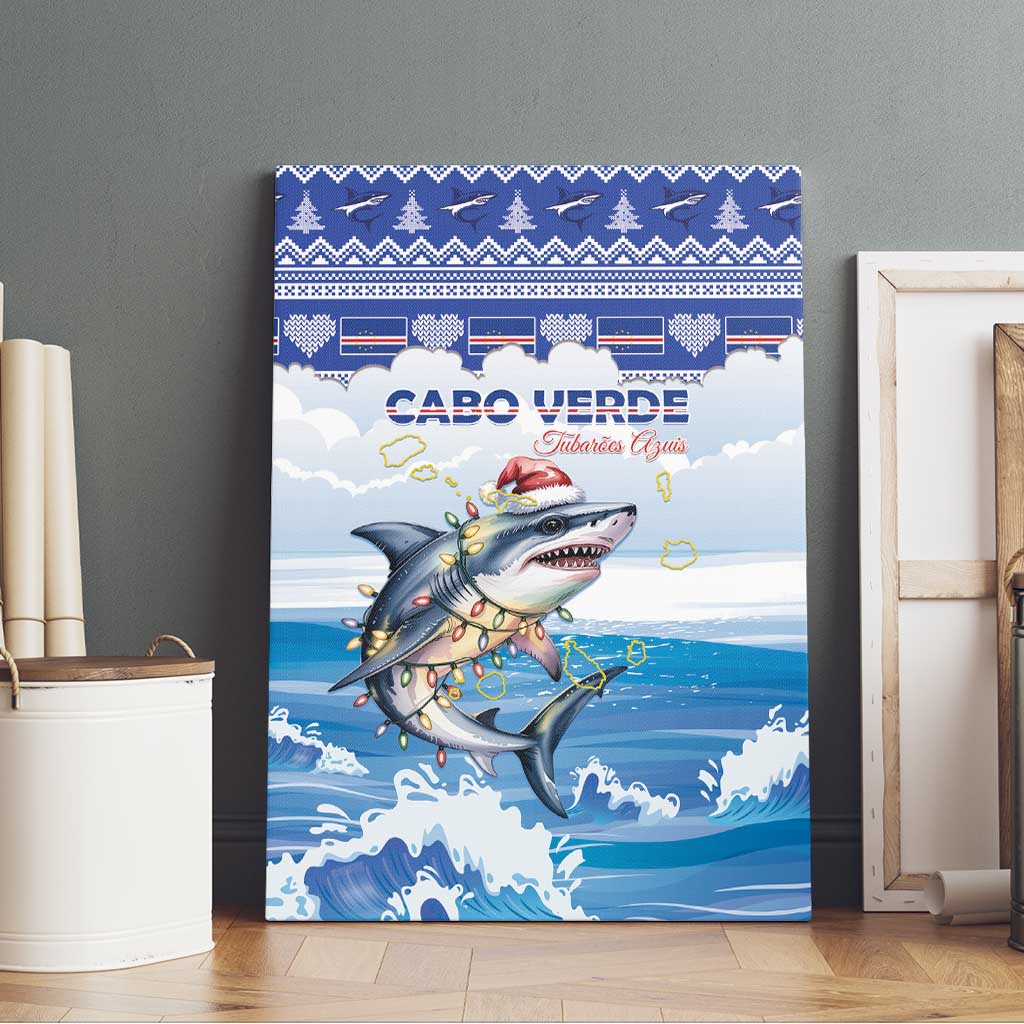 Cape Verde Football Christmas Canvas Wall Art Feliz Natal Tubaroes Azuis - Wonder Print Shop