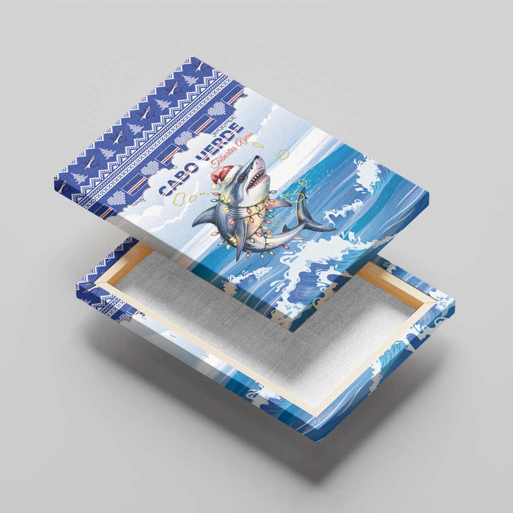 Cape Verde Football Christmas Canvas Wall Art Feliz Natal Tubaroes Azuis - Wonder Print Shop