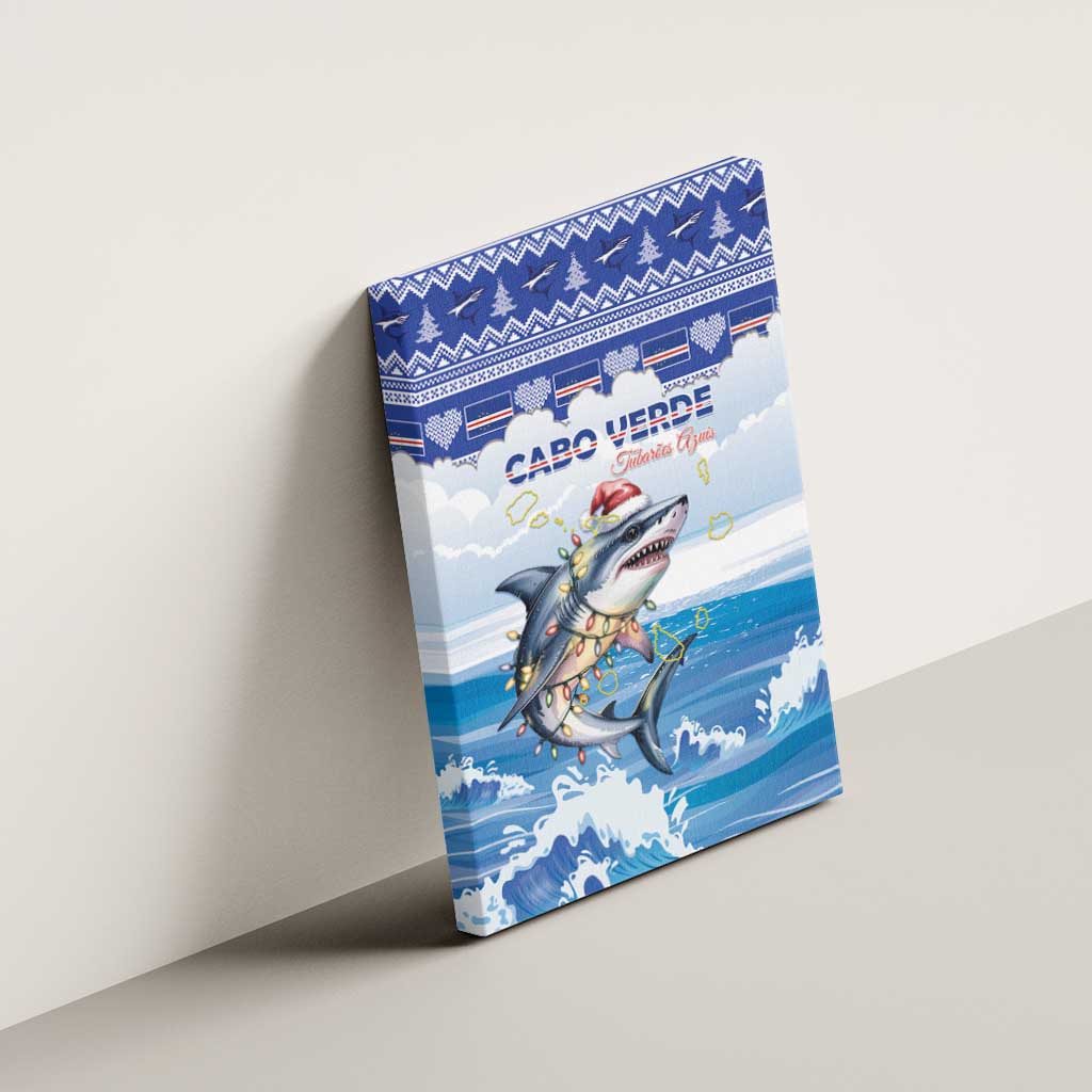 Cape Verde Football Christmas Canvas Wall Art Feliz Natal Tubaroes Azuis - Wonder Print Shop