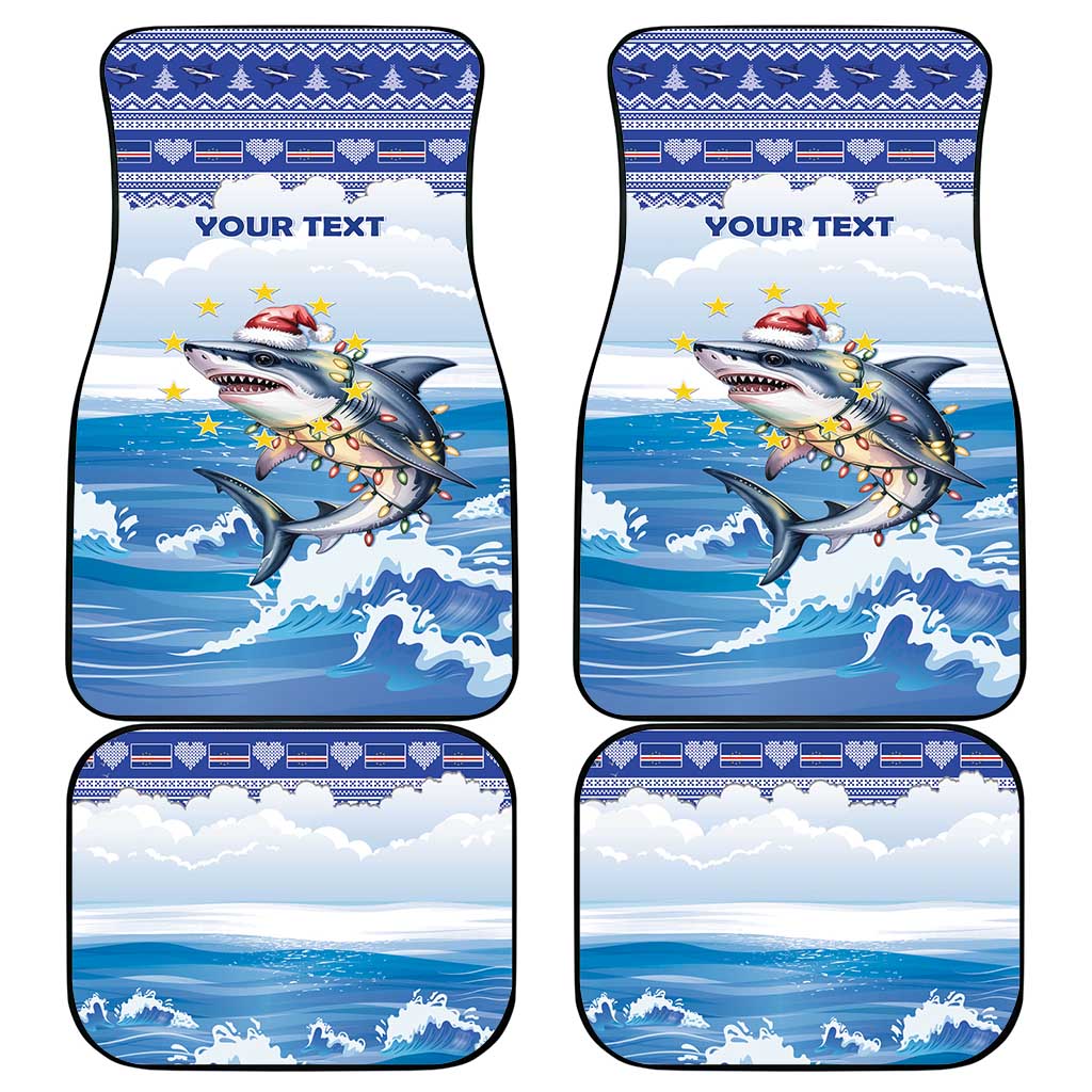 Personalized Cape Verde Football Christmas Car Mats Feliz Natal Tubaroes Azuis - Wonder Print Shop