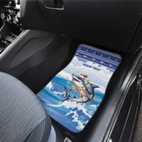 Personalized Cape Verde Football Christmas Car Mats Feliz Natal Tubaroes Azuis - Wonder Print Shop