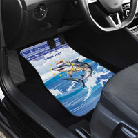 Personalized Cape Verde Football Christmas Car Mats Feliz Natal Tubaroes Azuis - Wonder Print Shop