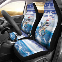 Cape Verde Football Christmas Car Seat Cover Feliz Natal Tubaroes Azuis - Wonder Print Shop