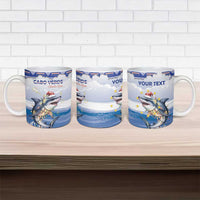 Personalized Cape Verde Football Christmas Ceramic Mug Feliz Natal Tubaroes Azuis - Wonder Print Shop