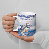 Personalized Cape Verde Football Christmas Ceramic Mug Feliz Natal Tubaroes Azuis - Wonder Print Shop