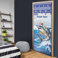 Personalized Cape Verde Football Christmas Door Cover Feliz Natal Tubaroes Azuis - Wonder Print Shop