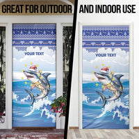 Personalized Cape Verde Football Christmas Door Cover Feliz Natal Tubaroes Azuis - Wonder Print Shop