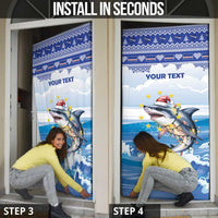 Personalized Cape Verde Football Christmas Door Cover Feliz Natal Tubaroes Azuis - Wonder Print Shop