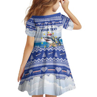 Personalized Cape Verde Football Christmas Family Matching Long Sleeve Bodycon Dress and Hawaiian Shirt Feliz Natal Tubaroes Azuis - Wonder Print Shop